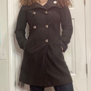 GUESS LA Gray Felt Fall Pea Coat